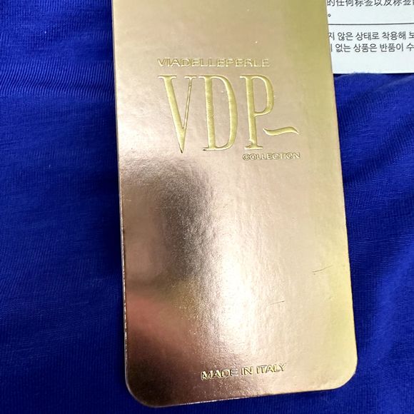 NWT VDP COLLECTION Womens Blue Loose Fit T-Shirt Top w/Crystals SZ 44/US M Italy - Picture 5 of 16